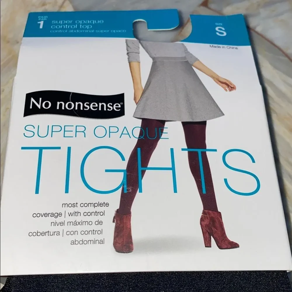 No Nonsense Black Super Opaque Tights Small Control Top 6001 Black